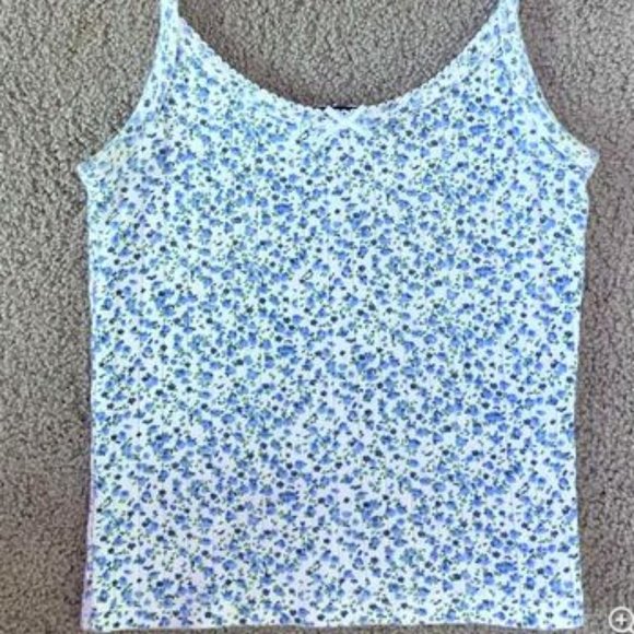 Brandy Melville Floral tank blue